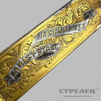 фото — шпага прусская пехотная офицерская с украшенным клинком, 19 век